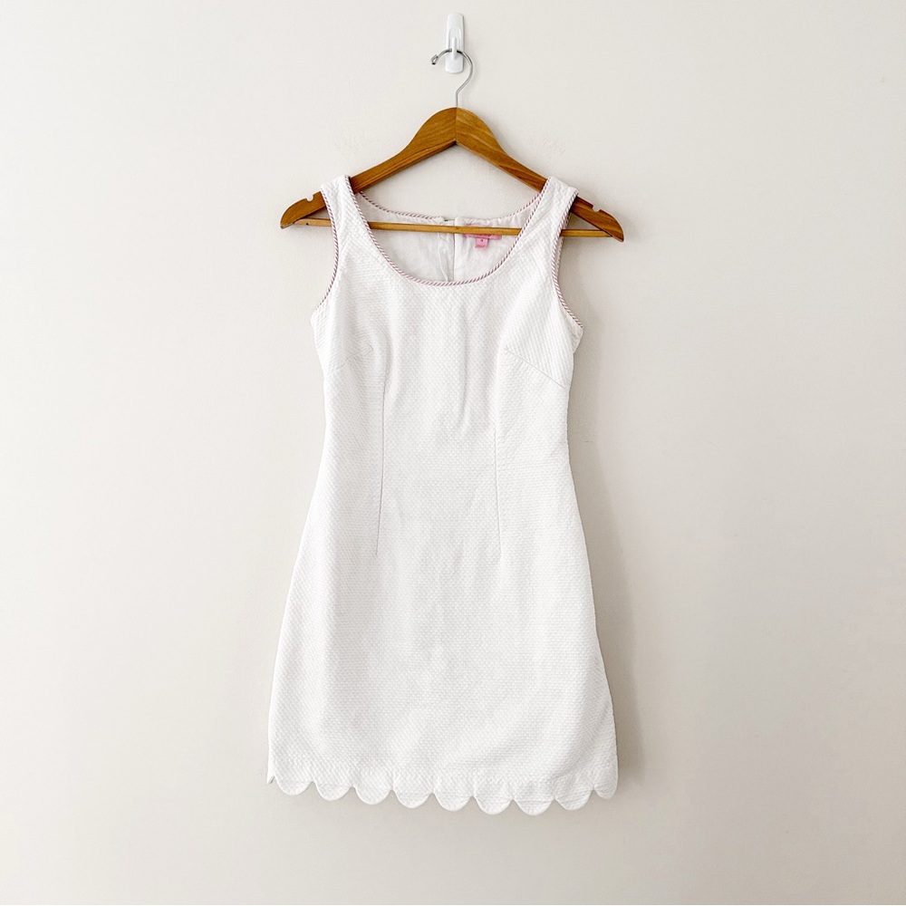 White Sleeveless Scalloped Dress